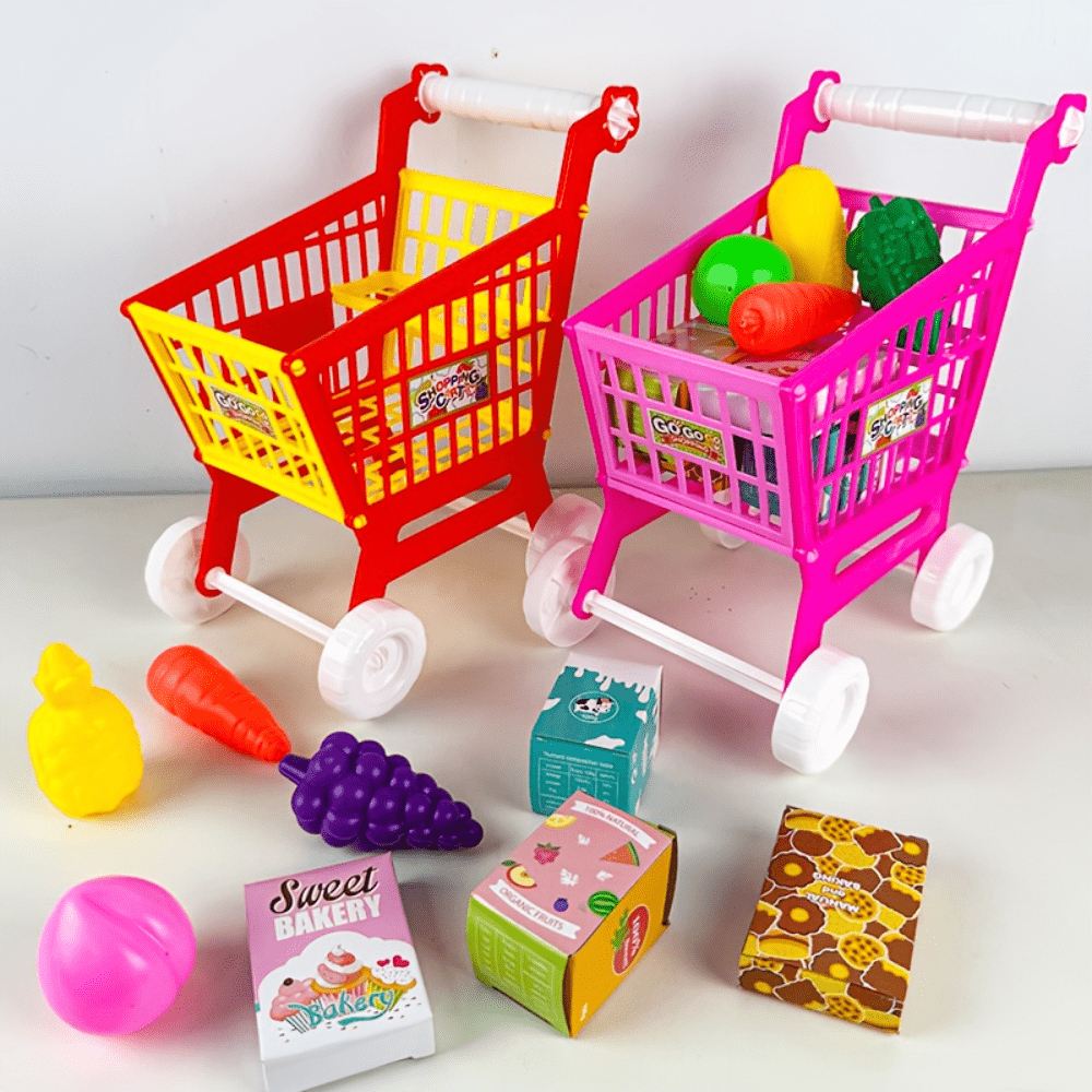 Toy Cash Register - ของเล่นรถเข็นจำลองสำหรับเด็ก, รถเข็นซุปเปอร์มาร์เก็ตจำลอง, ของเล่นแบบอินเทอร์แอคทีฟสำหรับเล่นบทบาทสมมติ, ของเล่นสำหรับเด็กชายและเด็กหญิง