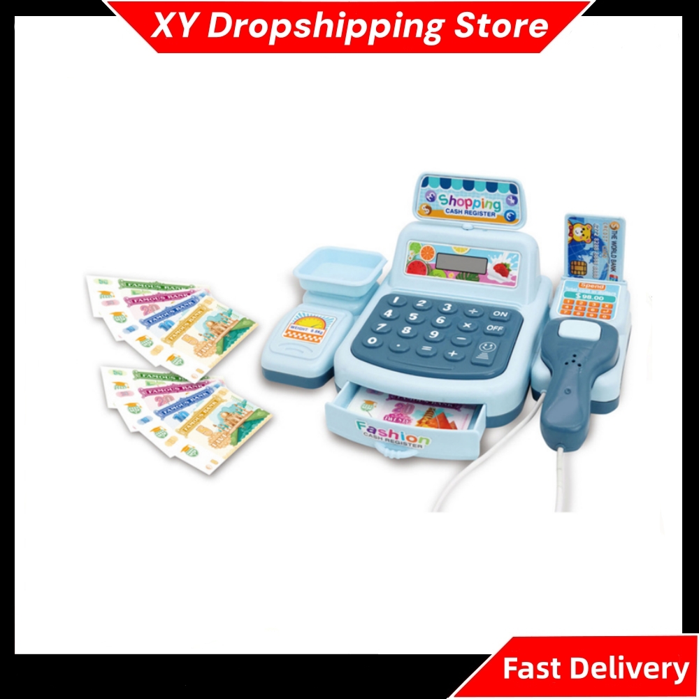 Toy Cash Register - ชุดของเล่นเครื่องคิดเงินซูเปอร์มาร์เก็ต ของเล่นบทบาทสมมติสำหรับเด็ก อุปกรณ์สำหรับเล่นในครอบครัว