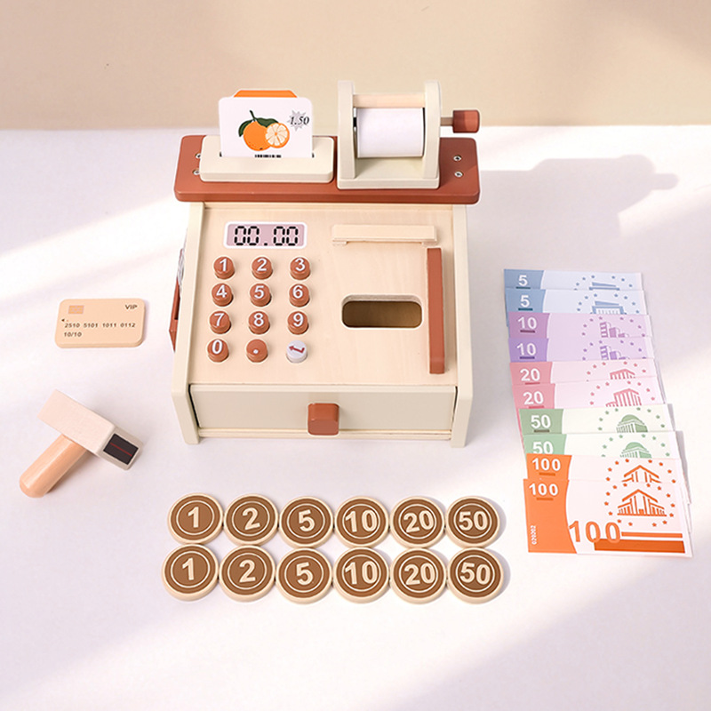 Toy Cash Register - เครื่องคิดเงินจำลองสำหรับเด็ก พร้อมฟังก์ชั่นตรวจจับธนบัตร ของเล่นเสริมพัฒนาการด้านการเรียนรู้ด้านการเงินและการค้าขาย