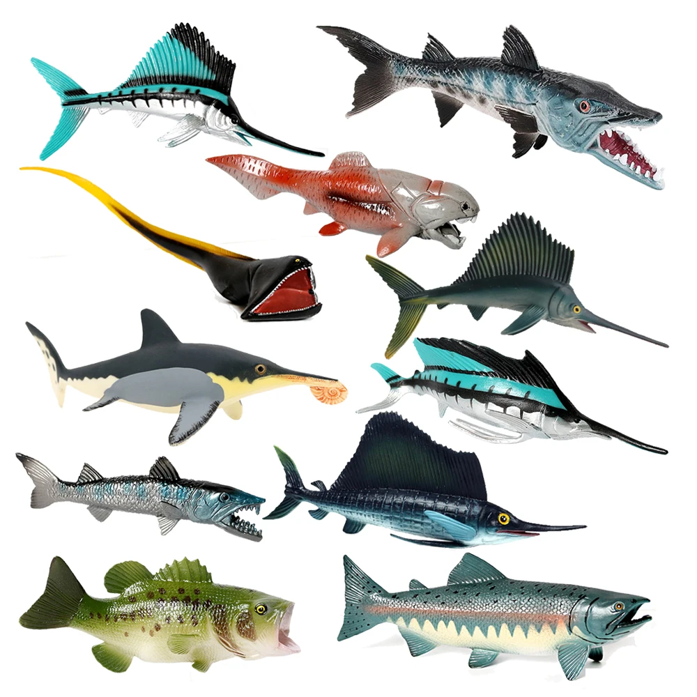 Kids Toys Reviews - สัตว์ทะเลของเล่น Billfish Sailfish Boxfish Piranha Megalodon
