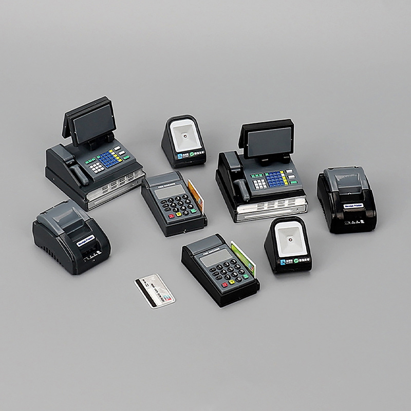 Toy Cash Register - 1 ชุด ตู้คิดเงินซูเปอร์มาร์เก็ตขนาดเล็กสำหรับบ้านตุ๊กตา 1/12 เครื่อง POS