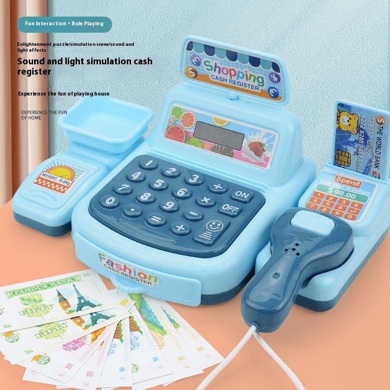 Toy Cash Register - 【ใหม่】ชุดของเล่นเครื่องคิดเงินซูเปอร์มาร์เก็ตพร้อมไฟและเสียงเอฟเฟกต์ 1 ชุด ของเล่นจำลองการซื้อขาย