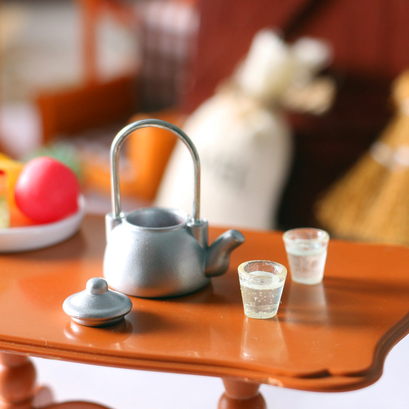 Kids Toys Kitchen Set - 1ชุดเด็กPretendของเล่นมินิตุ๊กตาเฟอร์นิเจอร์ตุ๊กตากาต้มน้ำหม้อMiniature Kitchenกาต้มน้ำชุดถ้วยน้ำ
