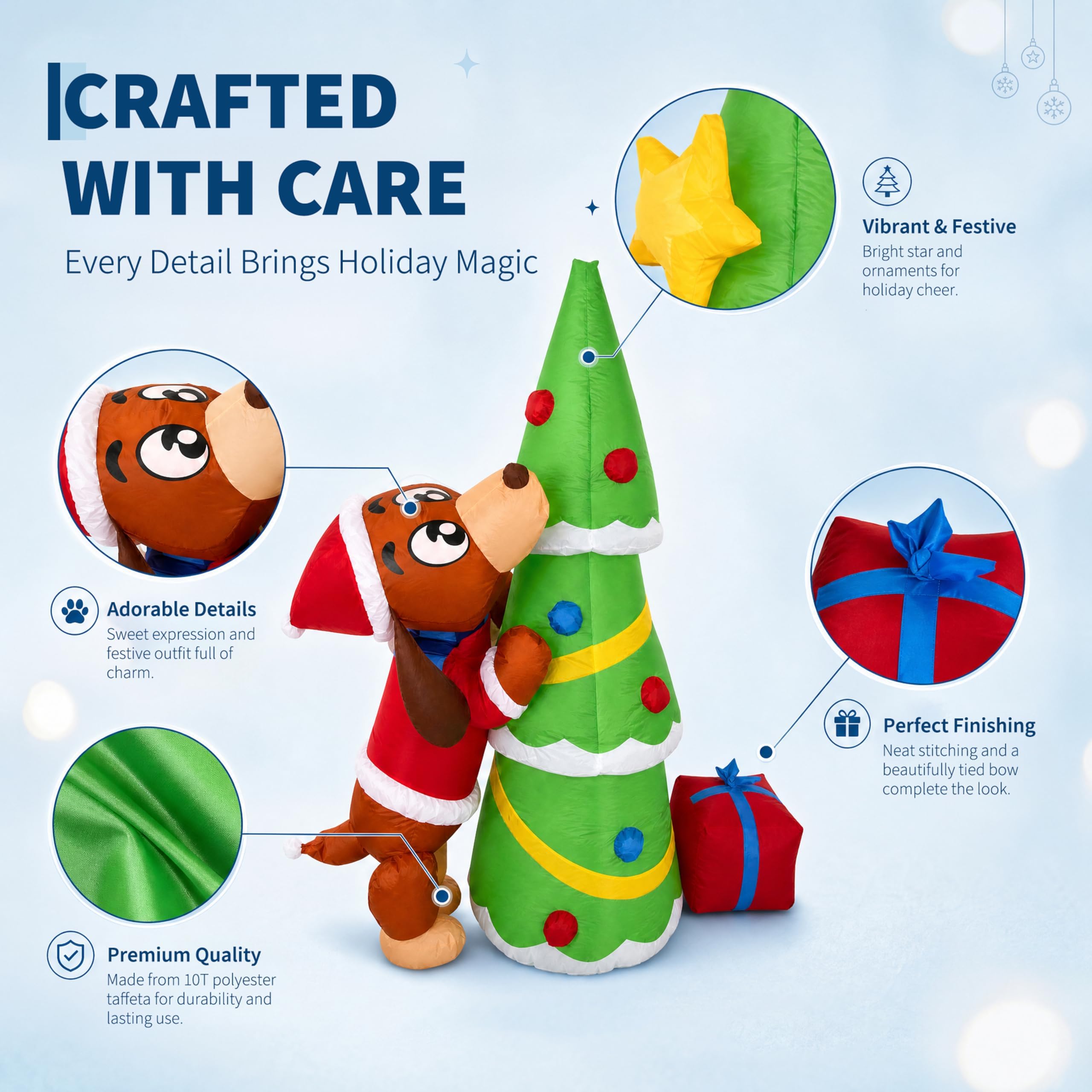 สุนัขคริสต์มาสเป่าลมยักษ์ 7 ฟุ - Kids Yard Toys บทวิจารณ์และราคา